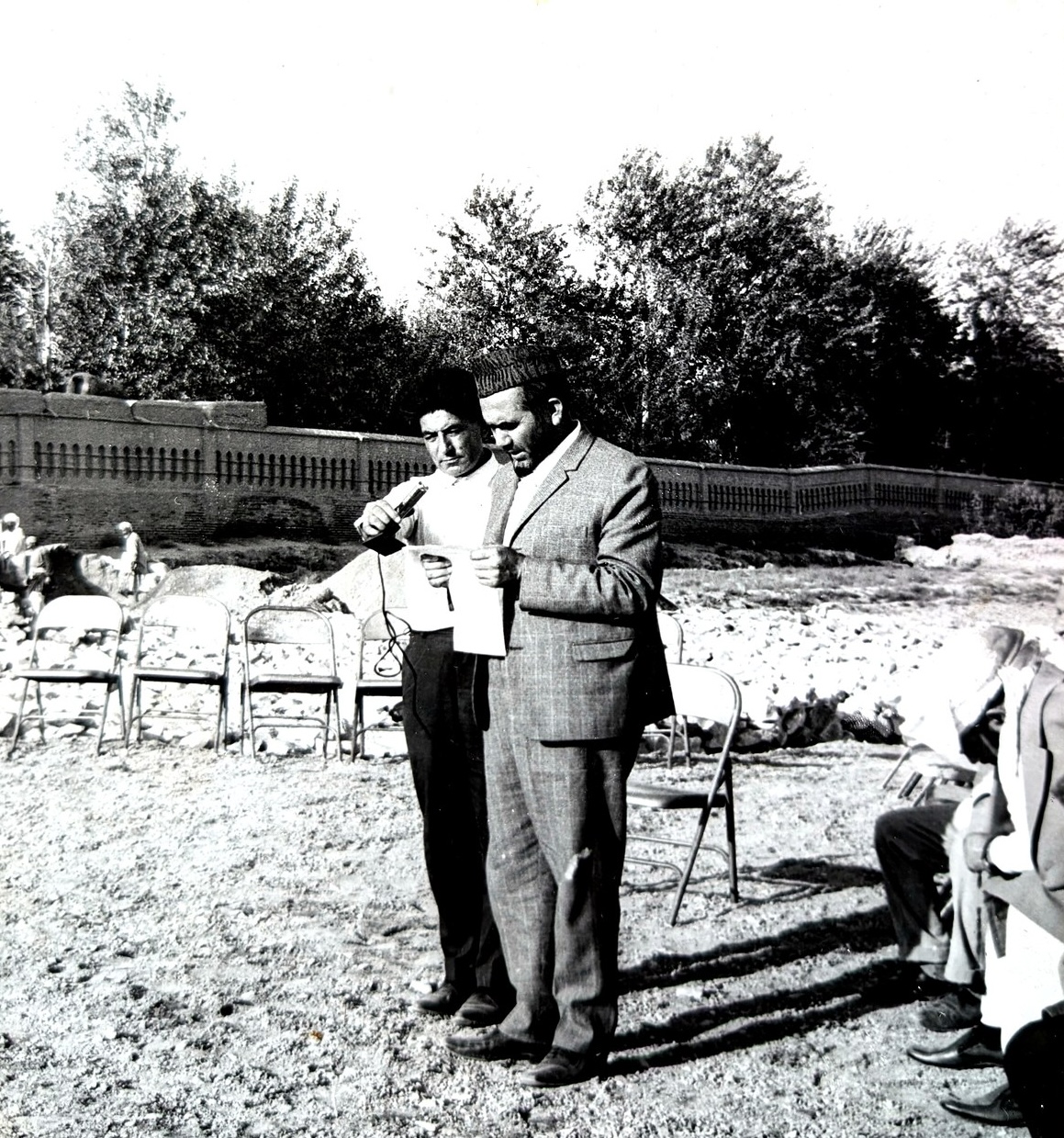 Outdoors with associate